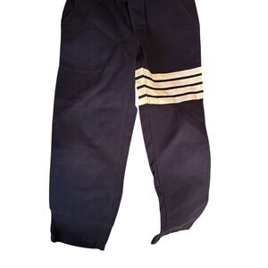 Thom Browne Black Pants with Cream Stripes